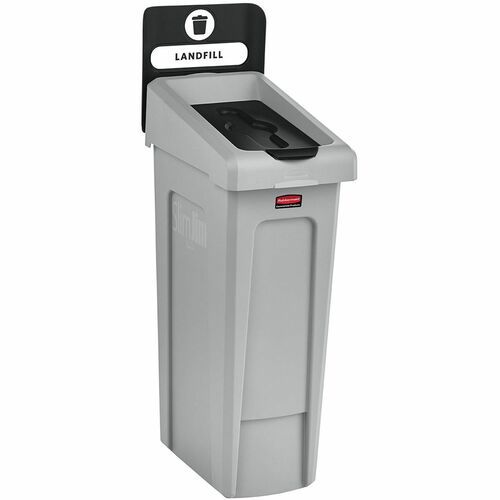 Slim Jim Recycling Station Kit, 1-Stream Landfill, 23 gal, Plastic, Gray/Black